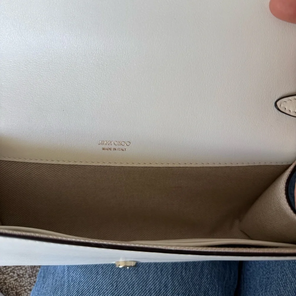 Like New JIMMY CHOO Diamond Mini Shoulder Latte Calf Leather Mini Shoulder Bag